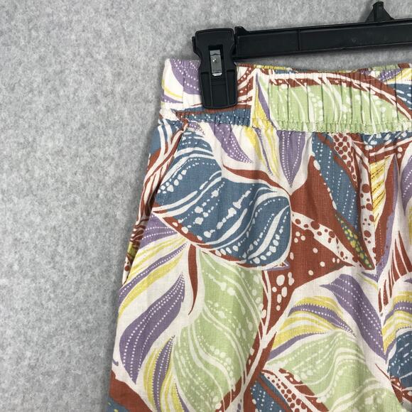 C&C California Pants Womens Medium Linen Wide Leg Crop Flowy High Rise Tropical - Picture 3 of 11